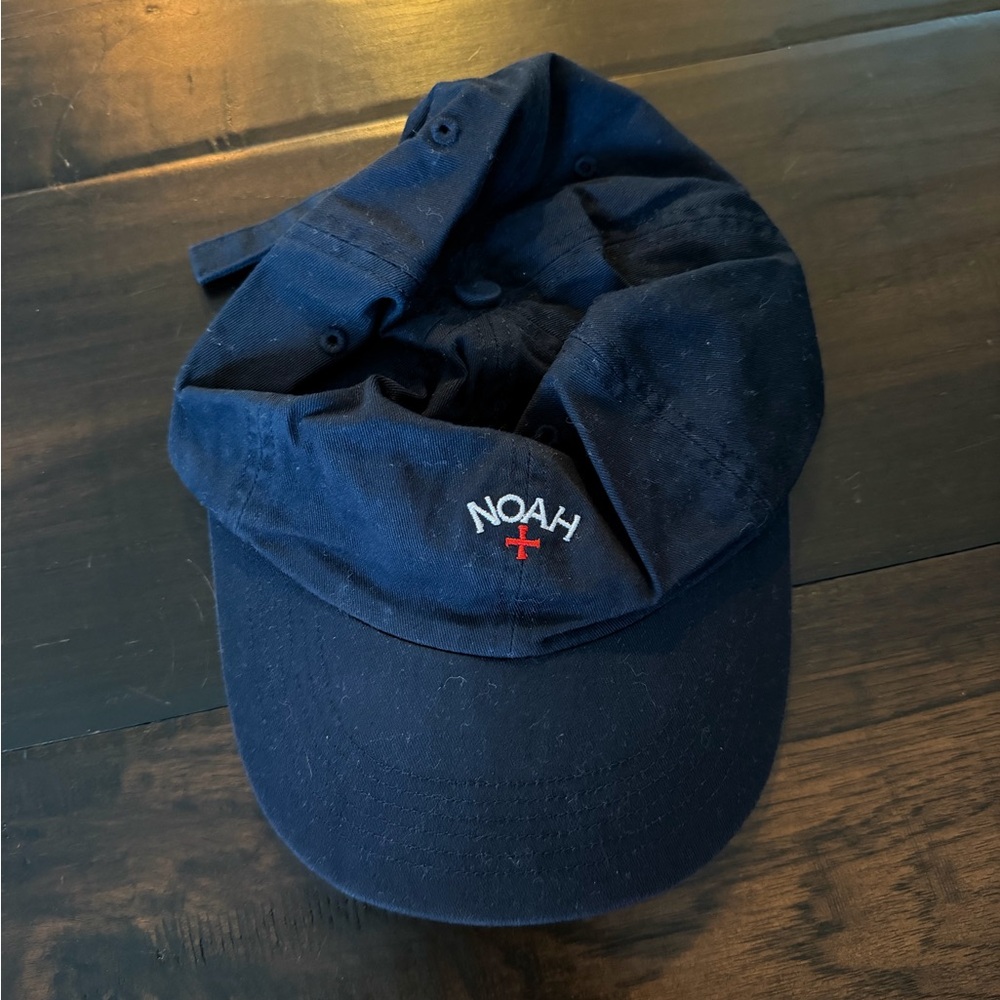 Noah NYC Navy Blue Baseball Cap with Red Cross Logo